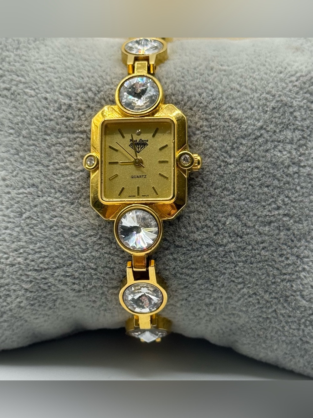 Park Lane Vintage Gold Tone Cubic Zirconia Watch Bracelet 7.5" Quartz Elegant